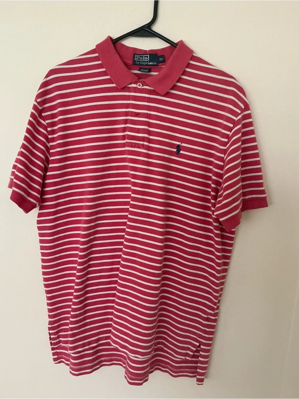 Polo by Ralph Lauren Pink and White Striped Short-Sleeve Polo